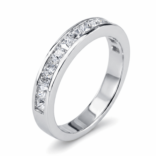 Princess Cut Moissanite Half Eternity Band