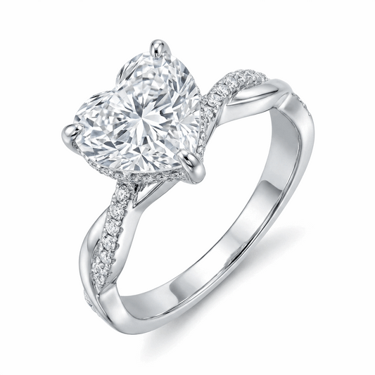 Radiant Heart Moissanite Pavé Ring