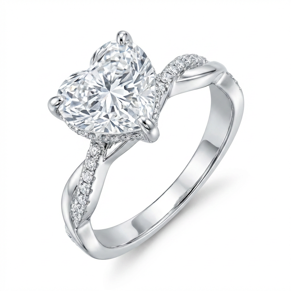 Radiant Heart Moissanite Pavé Ring – 2.0ct