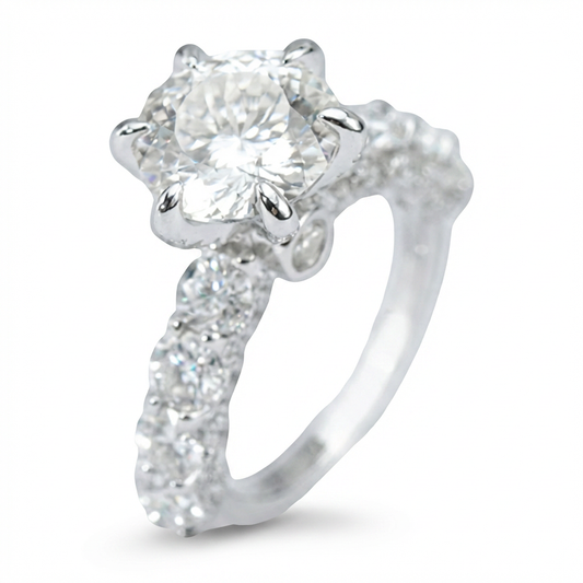 Blossom Cut Statement Ring – 3.0ct Centre, Multi-Stone, Sterling Silver