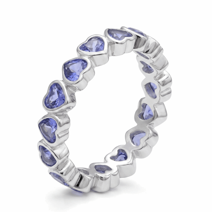 Blue Heart Lab Sapphire Full Eternity Ring