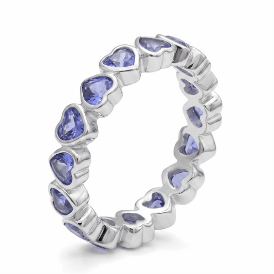 Blue Heart Lab Sapphire Full Eternity Ring