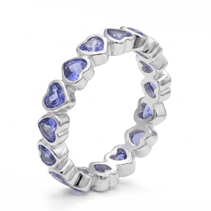 Blue Heart Lab Sapphire Full Eternity Ring