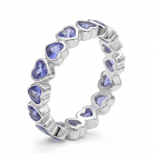 Blue Heart Lab Sapphire Full Eternity Ring