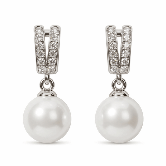 S925 Sterling Silver Drop Stud Pearl Earrings