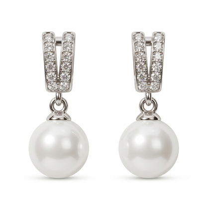 S925 Sterling Silver Drop Stud Pearl Earrings