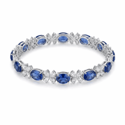 Royal blue sapphire & diamond tennis bracelet – lab sapphire sterling silver bracelet – Mara & Co UK