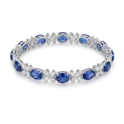 Royal Blue Sapphire & Diamond Tennis Bracelet