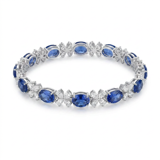 Royal Blue Sapphire & Diamond Tennis Bracelet