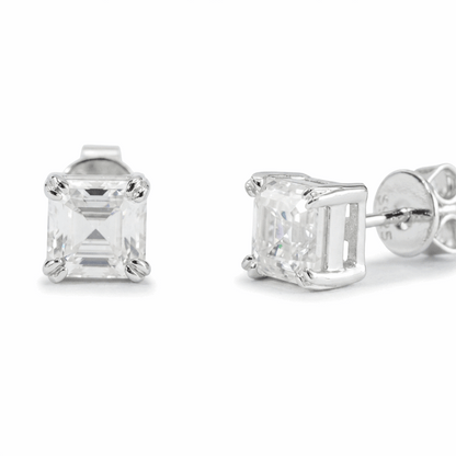 Emerald-Cut (asscher) Moissanite Stud Earrings - 1.6ct (per set)