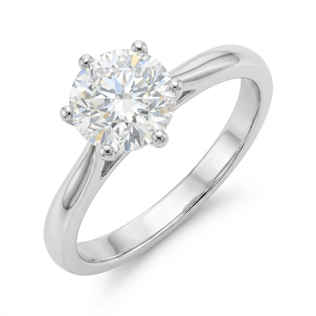 Classic Solitaire Moissanite Ring – 1.0ct