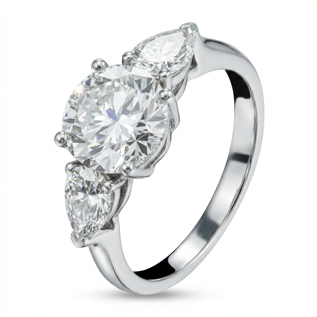 Three-Stone Lab Diamond Engagement Ring – 2.74ct, 18K White Gold