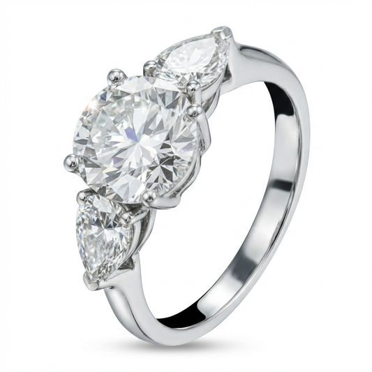 Three-Stone Lab Diamond Engagement Ring – 2.74ct, 18K White Gold