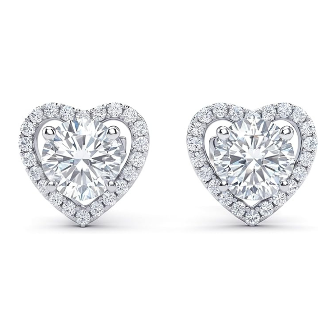 Romantic Heart-Shaped Halo Stud Earrings