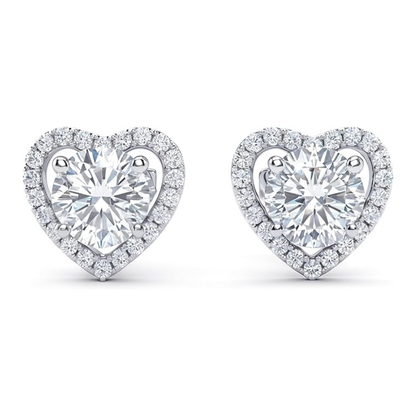Romantic Heart-Shaped Halo Stud Earrings