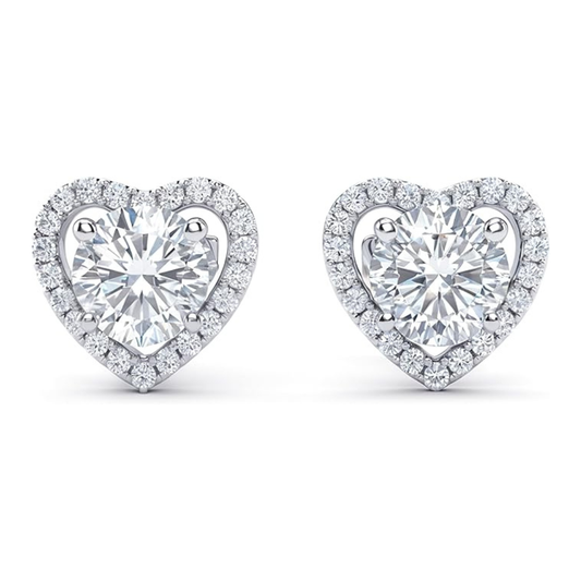 Romantic Heart-Shaped Halo Stud Earrings