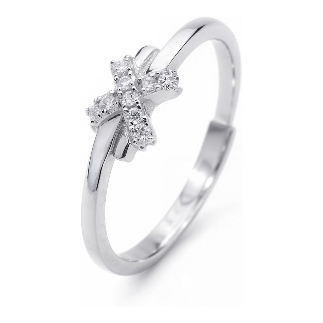Cross Cluster Ring - Adjustable Moissanite Sterling Silver
