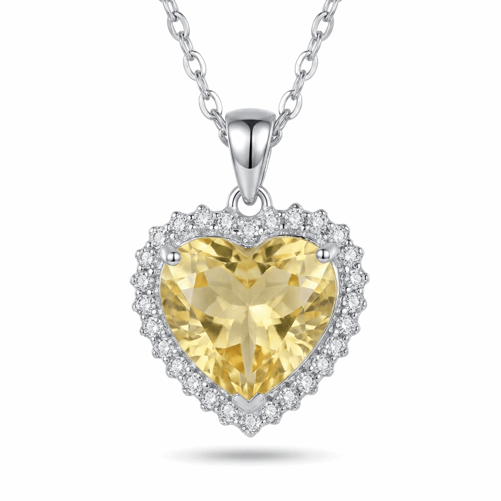 Yellow Heart Halo Necklace – 15.7ct