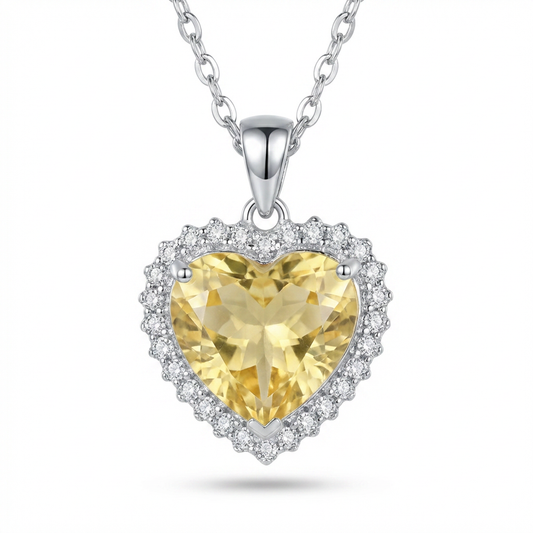 Yellow Heart Halo Necklace – 15.7ct