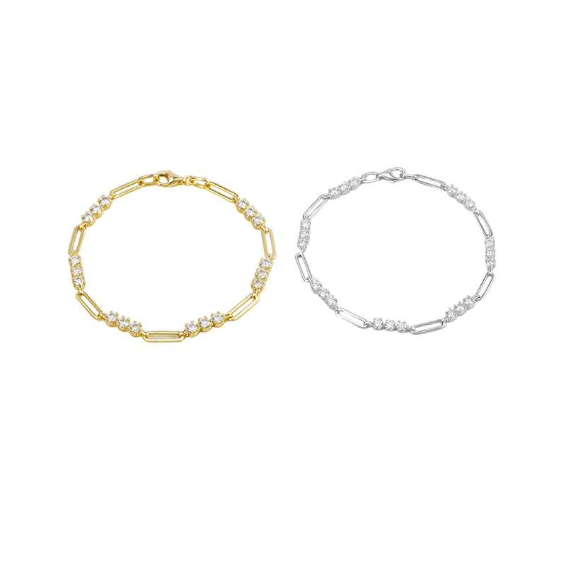 Paperclip Link Bracelet – 2.1ct Total, DEF, 925 Silver