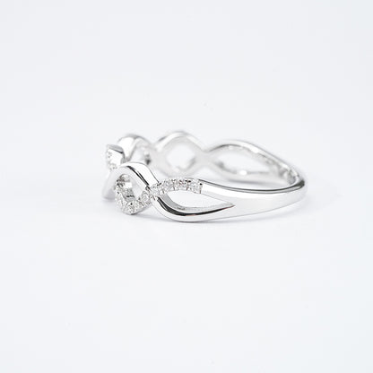 Infinity Twist Moissanite Band – 0.20ct Total, 29 x 1.1mm DEF, Sterling Silver