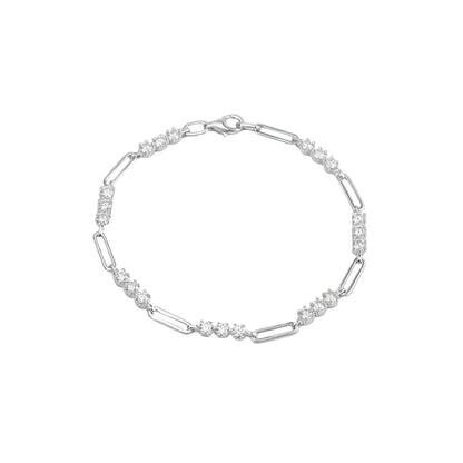 Paperclip Link Bracelet – 2.1ct Total, DEF, 925 Silver