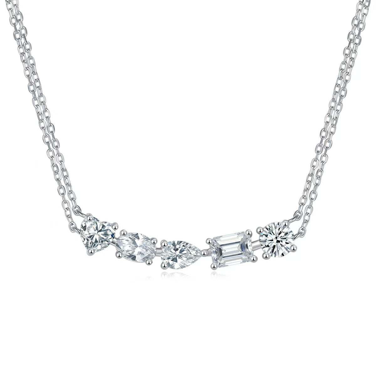 2.50ct Mixed Cut Moissanite Station Necklace