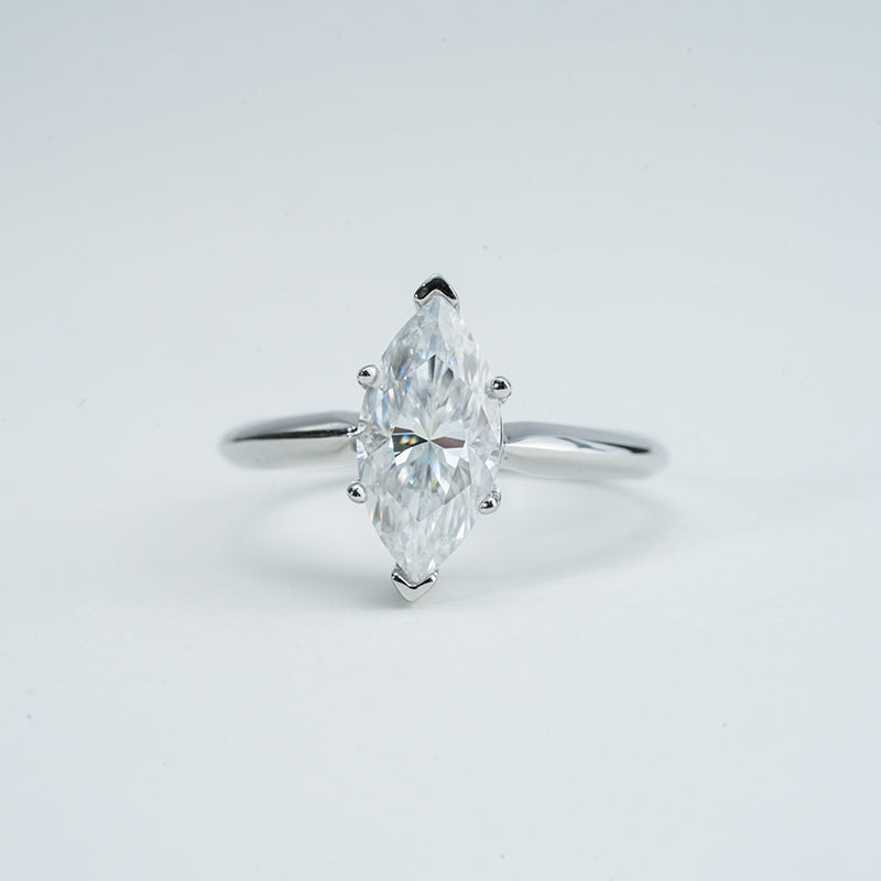 Moissanite Marquise Solitaire Ring – 2.0ct, Sterling Silver