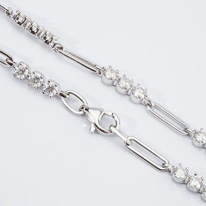 Paperclip Link Bracelet – 2.1ct Total, DEF, 925 Silver