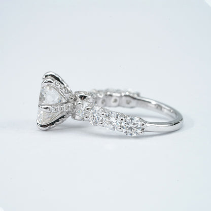 Moissanite Round Blossom Cut Statement Ring – 3.0ct Centre, Multi-Stone, Sterling Silver