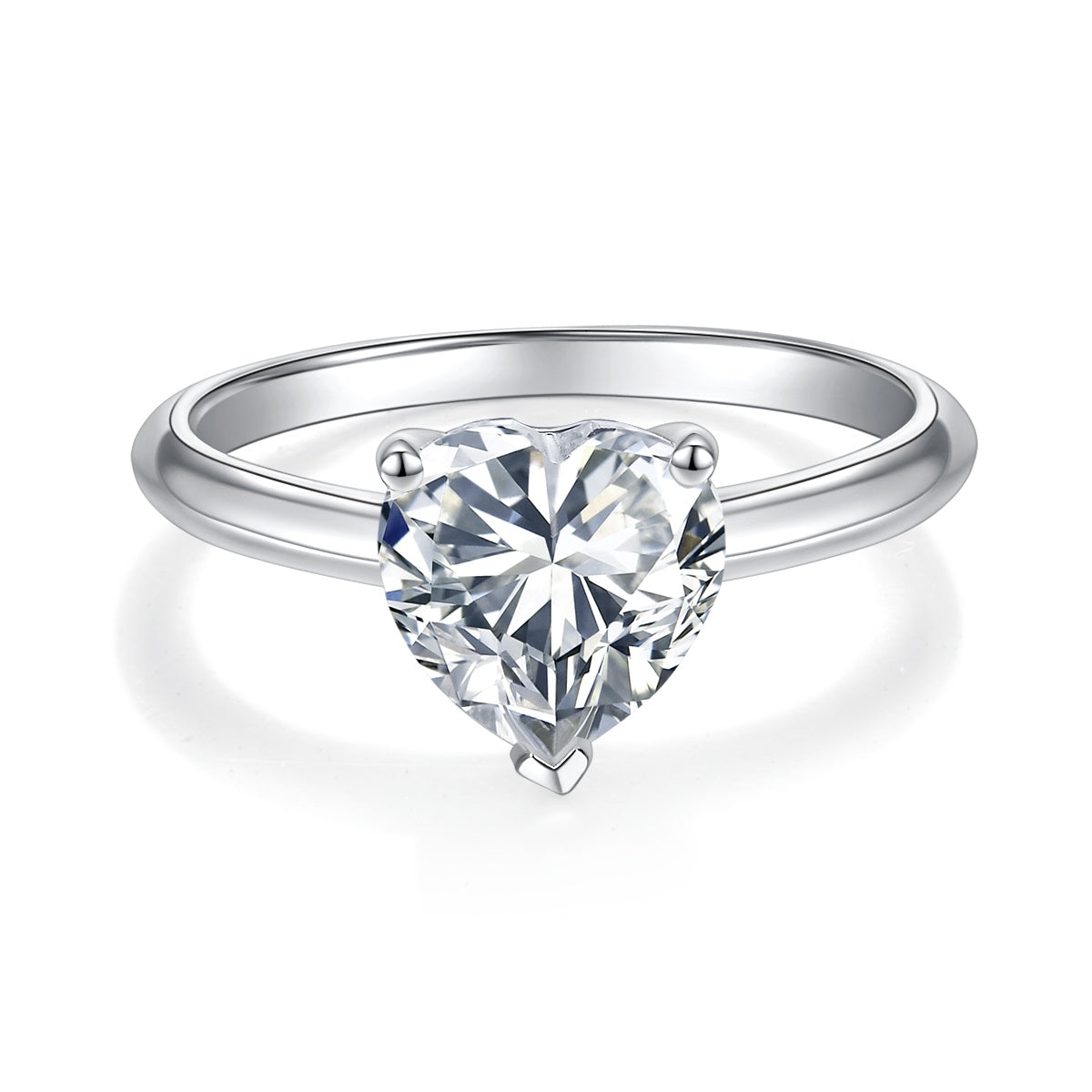 Moissanite Heart Solitaire Ring – 2.0ct, Sterling Silver
