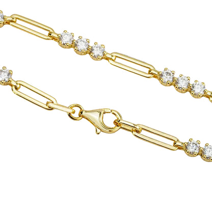 Paperclip Link Bracelet – 2.1ct Total, DEF, 925 Silver