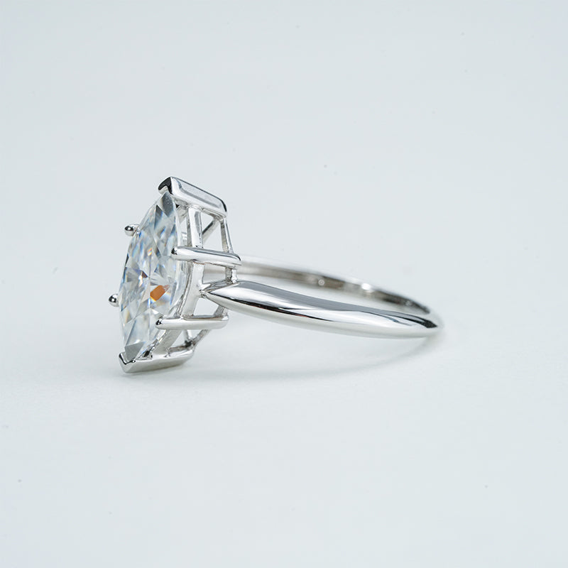 Moissanite Marquise Solitaire Ring – 2.0ct, Sterling Silver