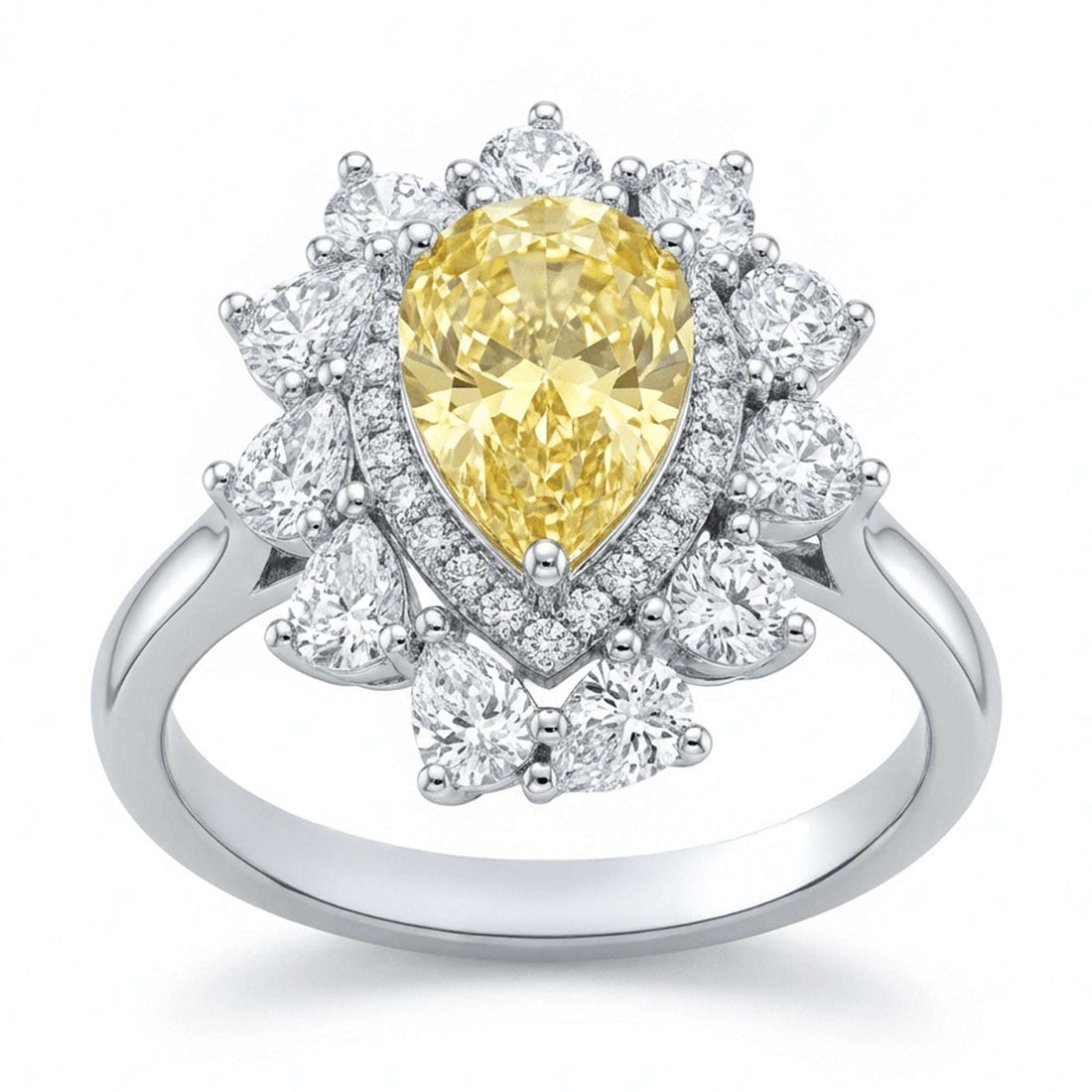 Yellow Pear Halo Ring – 6.48ct