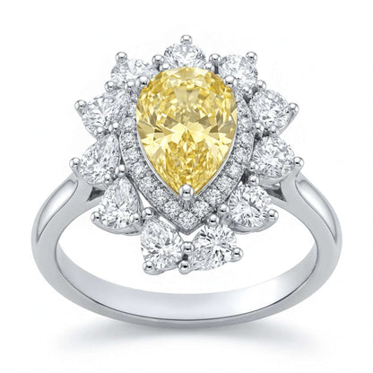 Yellow Pear Halo Ring – 6.48ct