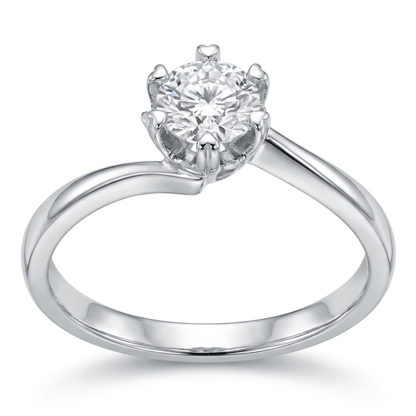 Twisted Solitaire Moissanite Ring with Heart Prongs – 0.5ct