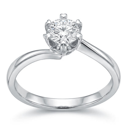 Twisted Solitaire Moissanite Ring with Heart Prongs – 0.5ct