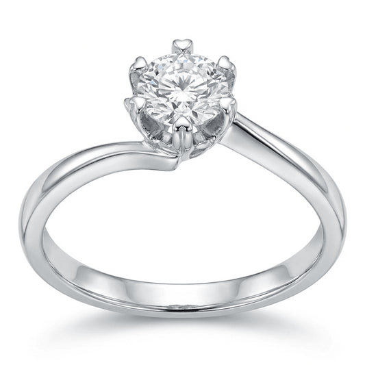 Twisted Solitaire Moissanite Ring with Heart Prongs – 0.5ct