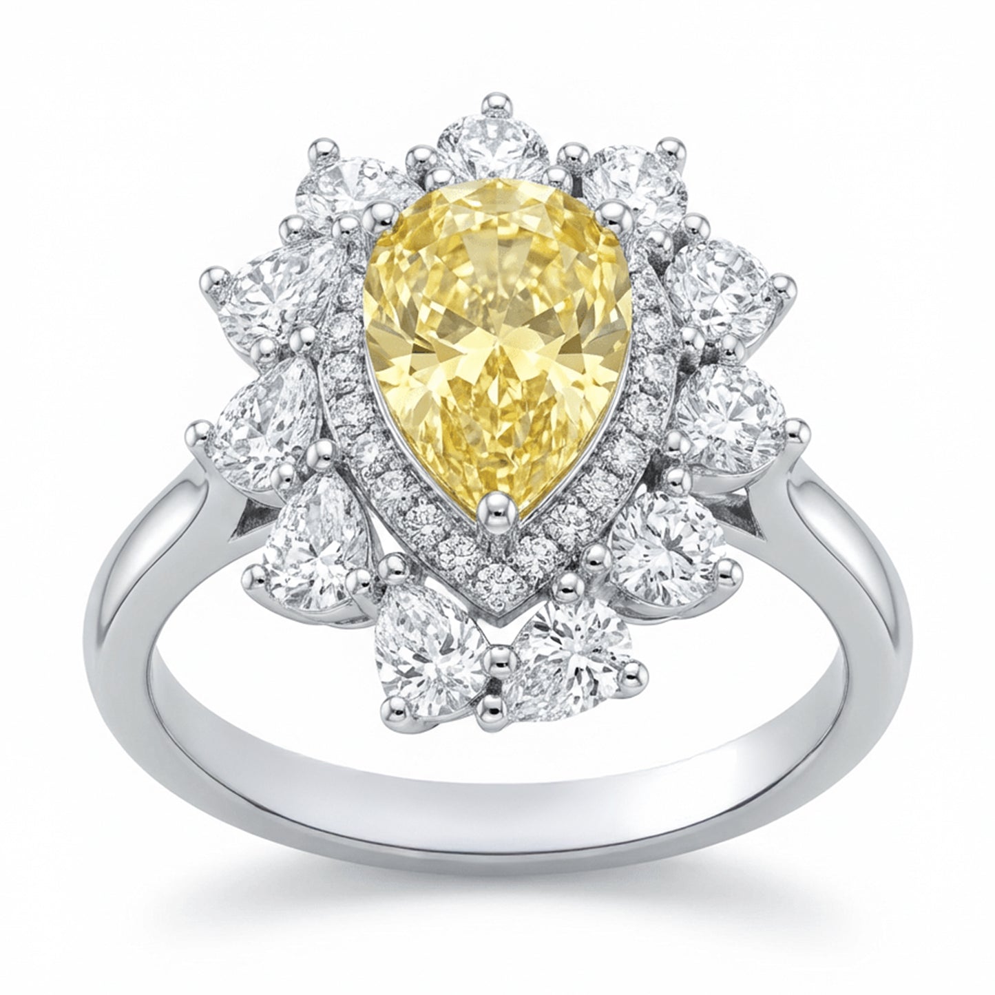 Yellow Pear Halo Ring – 6.48ct