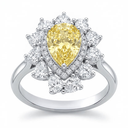 Yellow Pear Halo Ring – 6.48ct