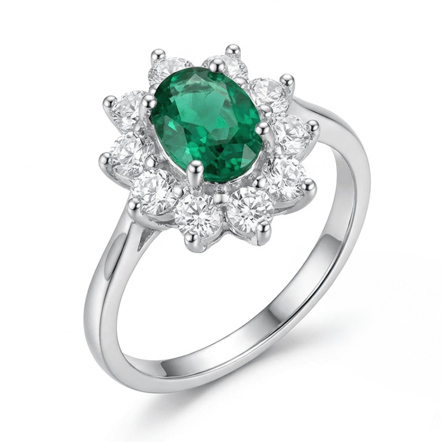 Royal Emerald Halo Ring – 2.0ct Lab-Grown Emerald