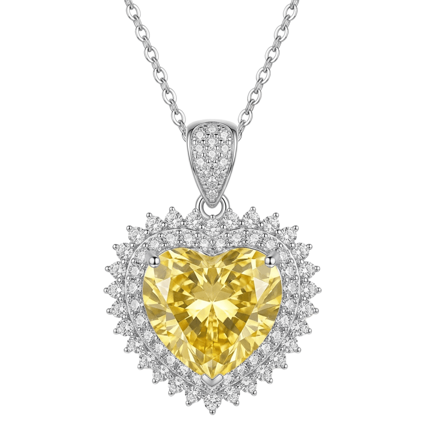 Yellow Heart Halo Necklace – 15.7ct