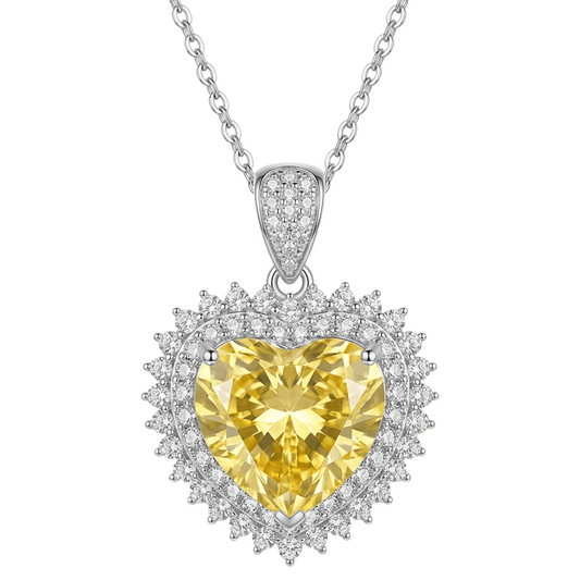 Yellow Heart Halo Necklace – 15.7ct