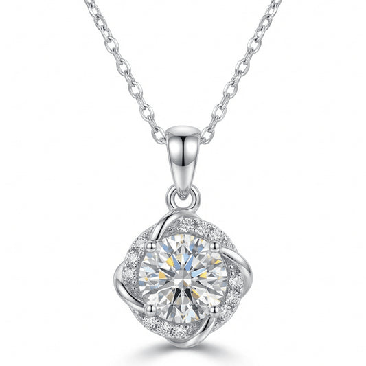 Twisted Halo Moissanite Necklace – 1.0ct