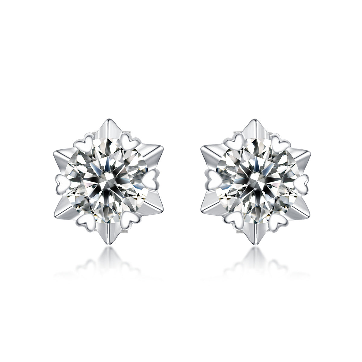 moissanite heart-prong solitaire stud earrings 2.0ct DEF sterling silver – pair UK
