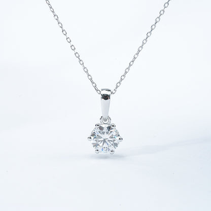 Classic Six-Prong Solitaire Moissanite Necklace – 1.0ct -  Mara & Co UK