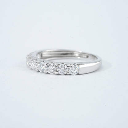 Moissanite Pavé Half Eternity Band – 9 x 2.7mm DEF, Sterling Silver