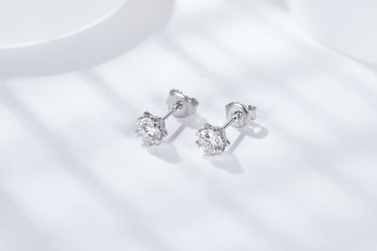 moissanite heart-prong solitaire stud earrings 2.0ct DEF sterling silver – side view UK
