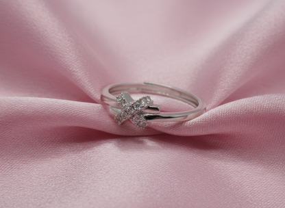 Cross Cluster Ring - Adjustable Moissanite Sterling Silver -  Mara & Co UK