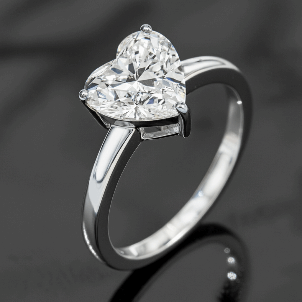 Heart-shaped lab diamond ring – 3ct lab-grown diamond ring 14K white gold – Mara & Co UK